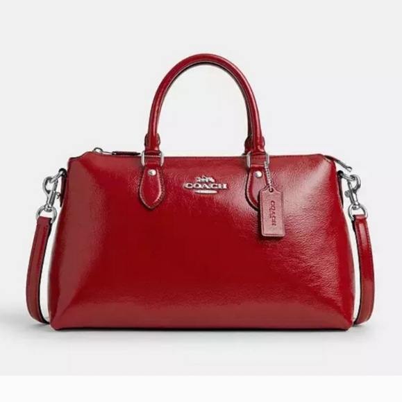 New! New Arrival 2024! Georgia Satchel Bag in Silver/Red ♥️